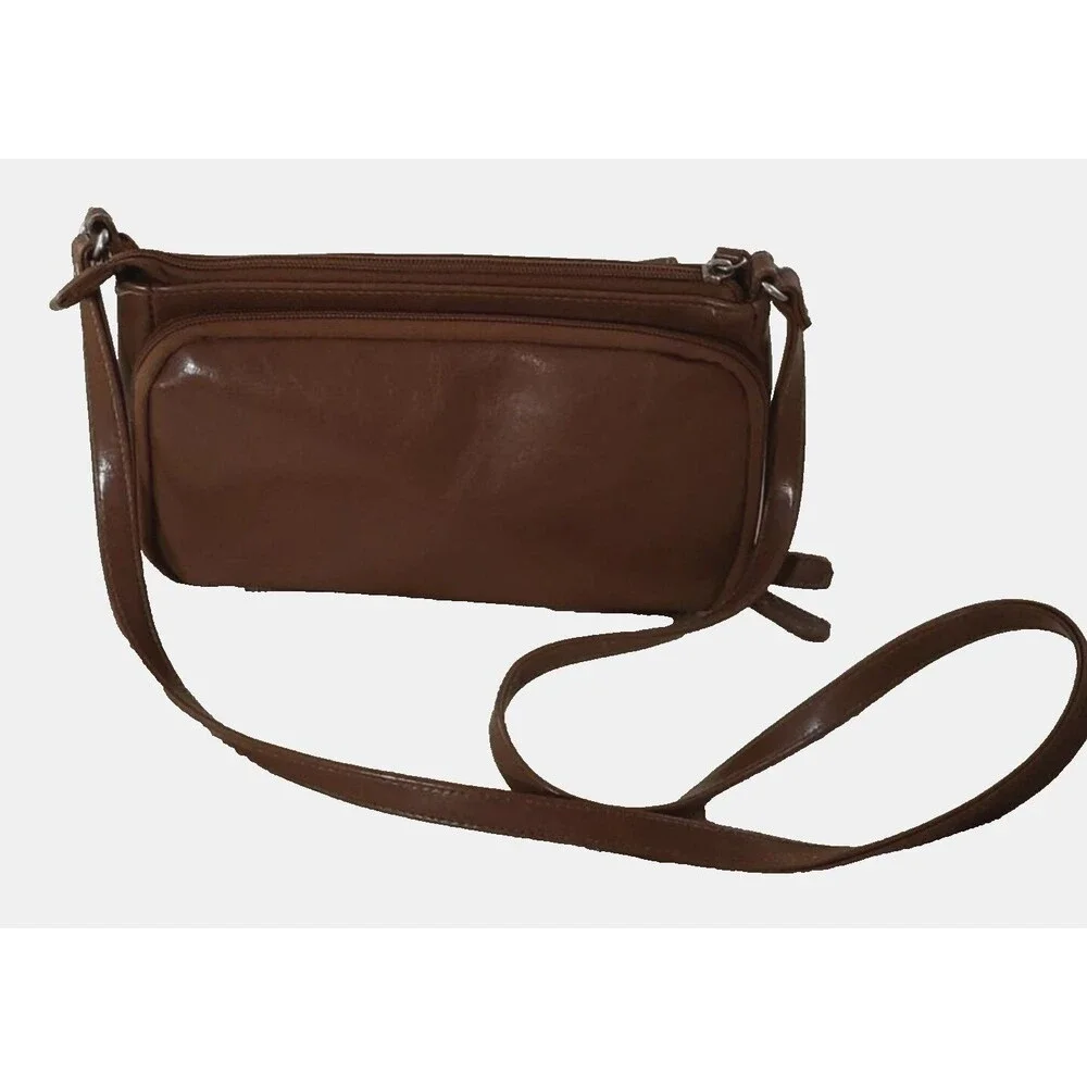 Minicci Faux Leather Medium Brown Crossbody Bag/Purse with Multiple Compartments